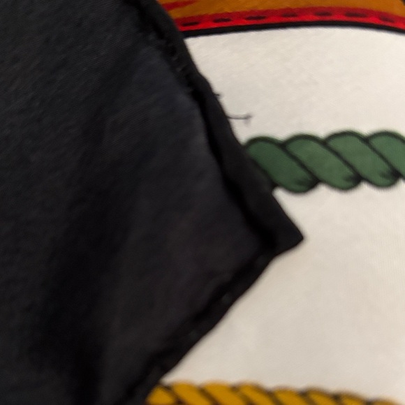 Hermès Silk Scarf with Red, Gold, and Black Design .  Hand rolled edges- - Picture 5 of 6